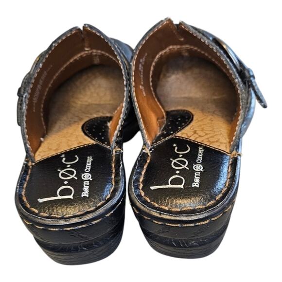 BOC Black Leather Mule Clogs | Size 6 | Buckle Accent | Slip-On | Everyday Style - Picture 4 of 6